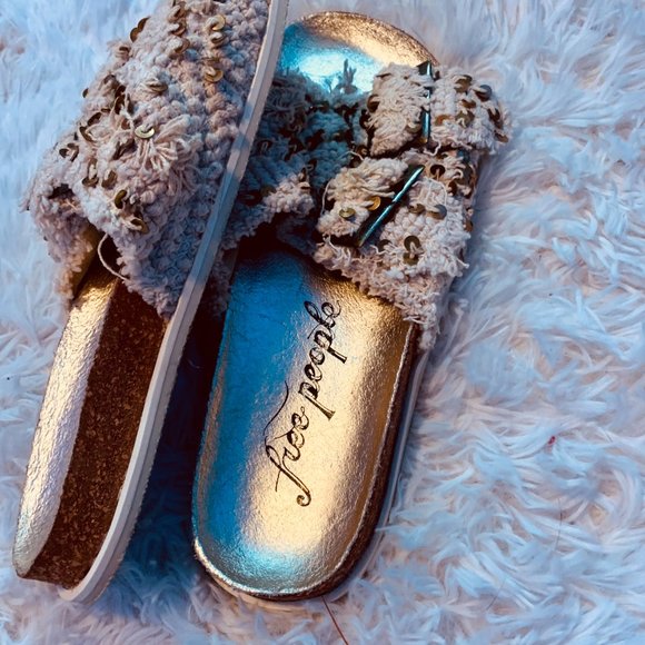 Free People Gold and Cream Sandals - Picture 4 of 6